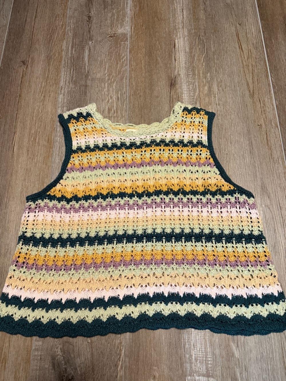 Universal Thread Pastel Striped Crochet Tank Top